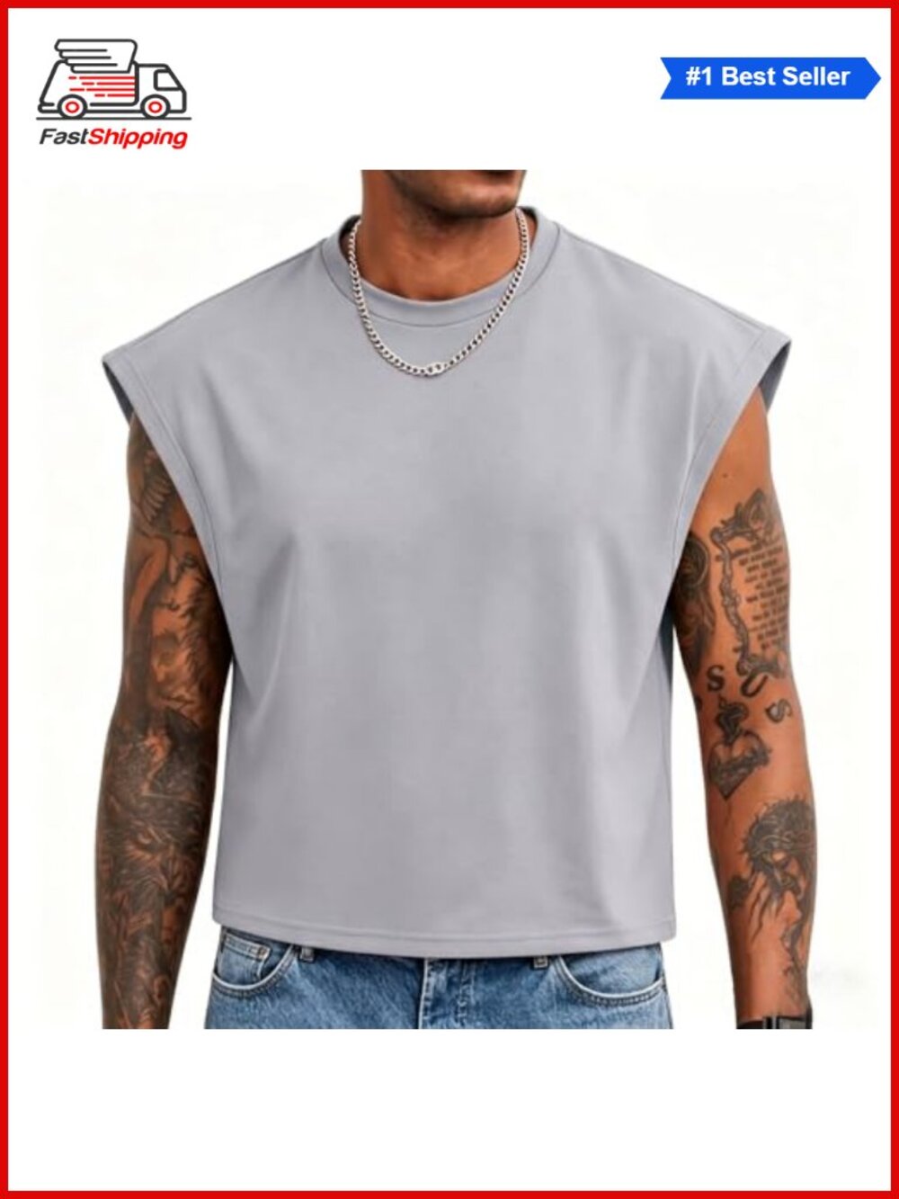 ✨ Mens Crop Top Cap Sleeve Boxy Crewneck Tank Top Sleeveless Muscle Shirt